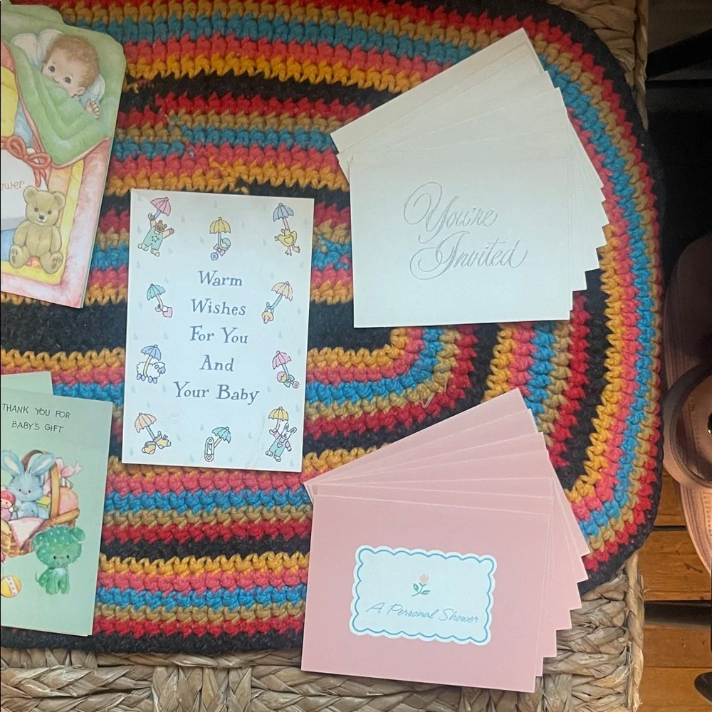 Charming Vintage Baby Shower Invitation and thank you cards Set 27 card bundle